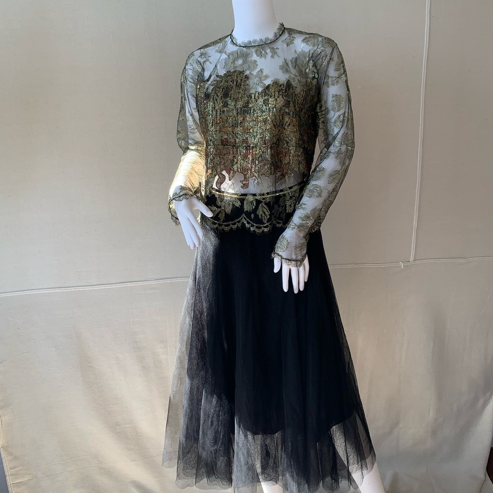 Oscar de la Renta vintage metallic lace top - Picture 14 of 16